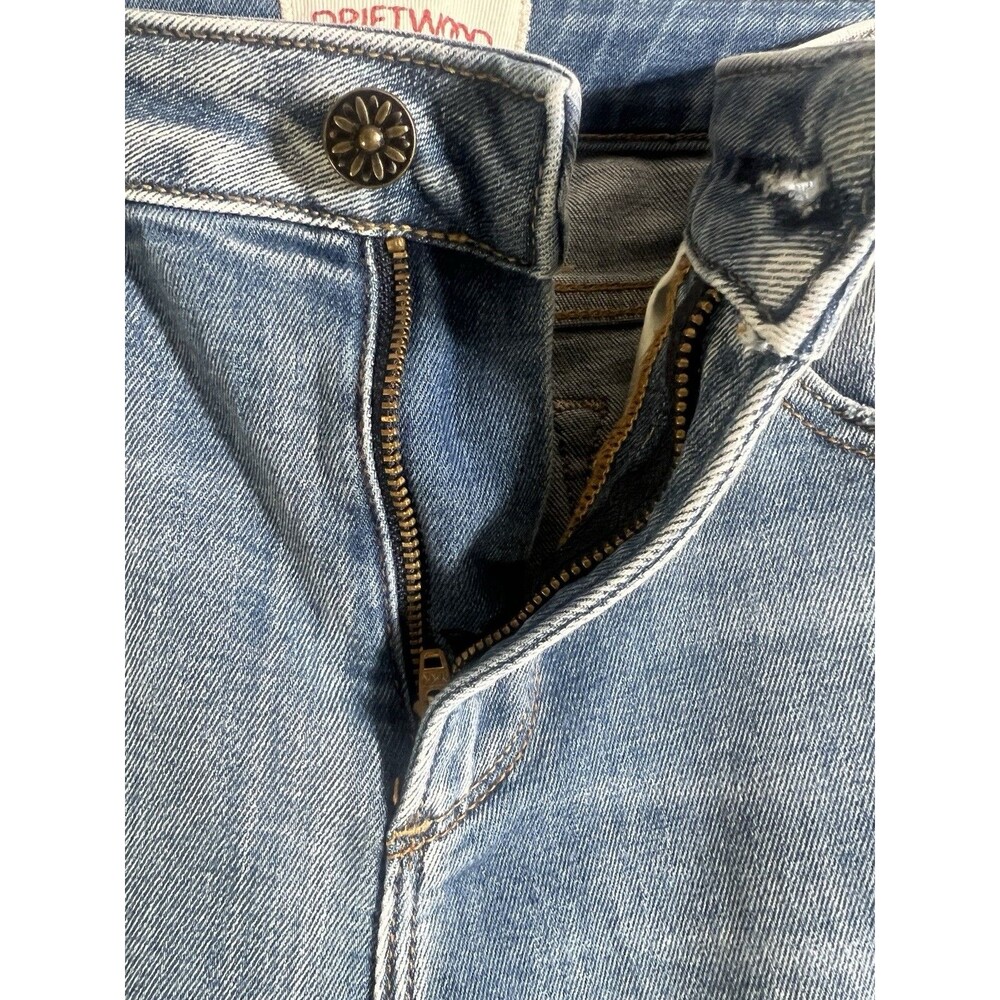 Driftwood Colette Jeans Womens 27x26 Crop Stretch Denim Floral Embroidery Cuffs - Picture 4 of 10